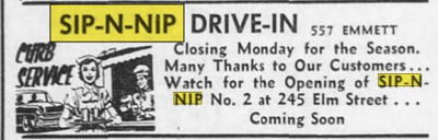 Sip-N-Nip - Nov 1956 Ad (newer photo)